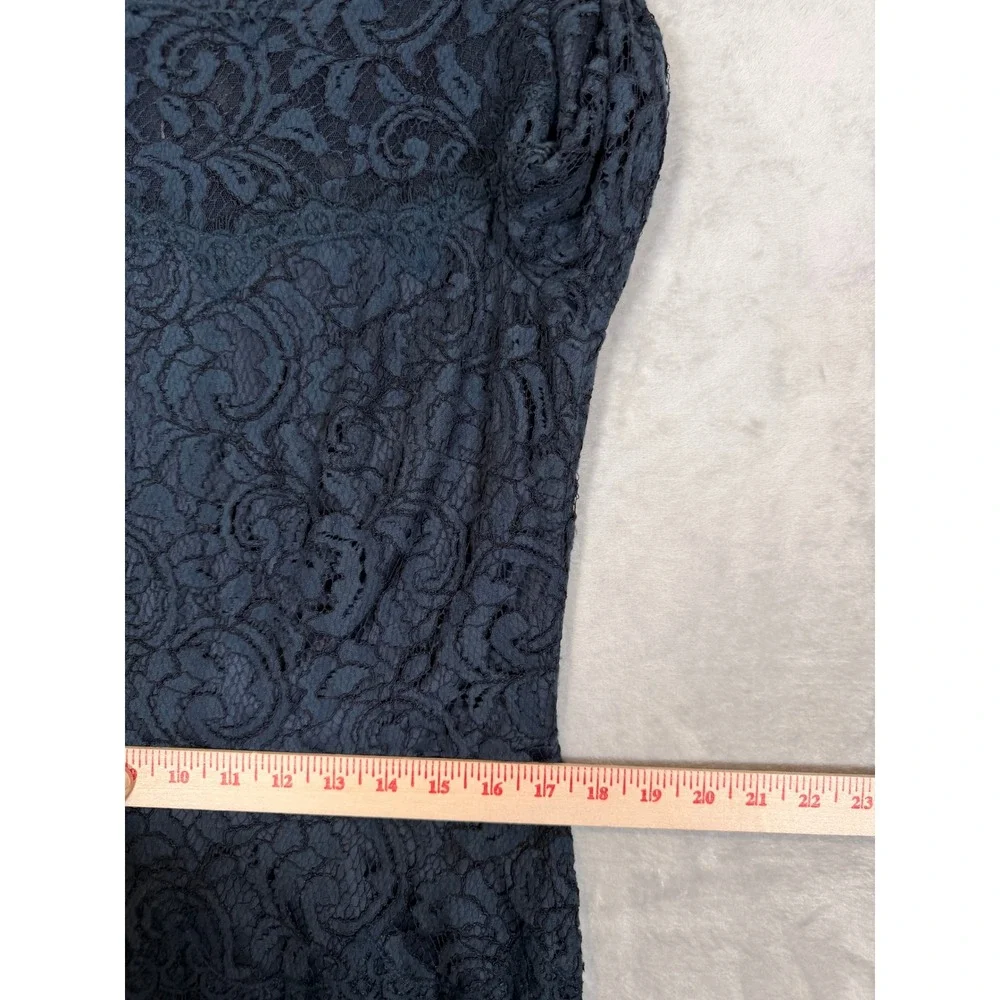 Tadashi Shoji Lace Sheath Dress 14 Navy Blue Formal Wedding Guest - Picture 9 of 11
